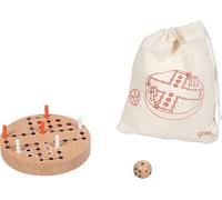 Ludo Wooden in Cotton Bag | The Classic Cube for Two Travellers | Diameter 9 cm