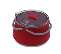 Ludom Foldable Saucepan Outdoor Camping Portable Collapsible Silicone Cookware Boiling Water Steamer with Lid 1 Litre (Red)