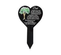 Ludom Memorial Remembrance Plaque Stake, Acrylic Heart Cross Grave Marker, Waterproof Grave Ornament Sympathy for Father for Funeral Yard Patio Lawn