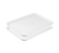 Ludom Set Of 2 Rectangular Serving Trays, Fast Food Breakfast Tray, Snack Trays for Kitchen Hotel Coffee Serving, White 30.5 x 22cm