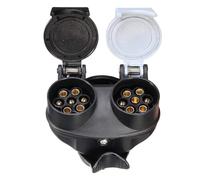 Ludom Trailer Double Socket,13-pin To 7-pin Trailer Socket Conversion Adapter, 12V Waterproof Plug for RVs, Trucks, Trailers, Semi-trailers, Caravans (Black)