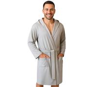 Ludor Men's Microfibre Bathrobe, Compact Space-Saving Bathrobe for Travel, Gym, Swimming Pool, Ultralight Unisex, grey, XXL