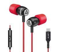 Ludos CLAMOR USB C Headphones for iPhone 17 16 15 Pro Max Plus Air iPad Pro, 5 Years Warranty, USB-C Earbuds for Samsung Galaxy S24 S23 Ultra S22 S21 FE S20 A55 A54 A53, USB Type C Earphones - Red
