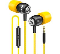 Ludos CLAMOR Wired Earbuds in-Ear Headphones, 5 Year Warranty, Earphones with Microphone and Volume Control, Noise Isolating Memory Foam Eartips, Tangle-Free Cord for iPhone, iPad, Computer, Laptop
