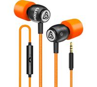 Ludos CLAMOR Wired Earbuds in-Ear Headphones, 5 Years Warranty, Earphones with Microphone, Noise Isolating Ear Buds, Memory Foam for iPhone, Samsung, School Students, Kids, Women, Small Ears - Red
