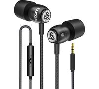 Ludos CLAMOR Wired Earbuds in-Ear Headphones, 5 Years Warranty, Earphones with Microphone, Noise Isolating Ear Buds, Memory Foam for iPhone, Samsung, School Students, Kids, Women, Small Ears - Black