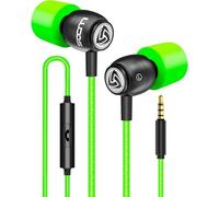 Ludos CLAMOR Wired Earbuds in-Ear Headphones, 5 Years Warranty, Earphones with Microphone, Noise Isolating Ear Buds, Memory Foam for iPhone, Samsung, School Students, Kids, Women, Small Ears - Green