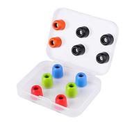 LUDOS COMFY Earbuds Replacement Memory Foam Ear tips for Ear buds and Earphones, with Color Red Green Orange Blue Eartips, Washable, Isolates from Outside Noise, Extra Resistant, Size 4.9mm Earpads