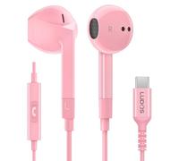 Ludos FEROX USB C Headphones, 5 Years Warranty, USB-C Earbuds for iPhone 16 15 Pro Max Plus Samsung Galaxy S24 S23 Ultra S22 S21 FE S20 Z Flip 3 Fold 4 A53 A54, USB Type C Earphones for iPad - Pink