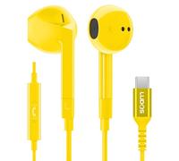 Ludos FEROX USB C Headphones, 5 Years Warranty, USB-C Earbuds for iPhone 16 15 Pro Max Plus Samsung Galaxy S24 S23 Ultra S22 S21 FE S20 Z Flip 3 Fold 4 A53 A54, USB Type C Earphones for iPad - Yellow