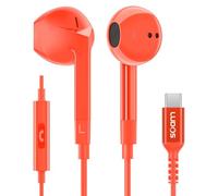 Ludos FEROX USB C Headphones, 5 Years Warranty, USB-C Earbuds for iPhone 16 15 Pro Max Plus Samsung Galaxy S24 S23 Ultra S22 S21 FE S20 Z Flip 3 Fold 4 A53 A54, USB Type C Earphones for iPad - Coral