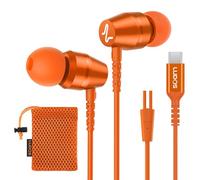 Ludos OMNITONE USB C Headphones, 5 Years Warranty, USB-C Earbuds for iPhone 16 15 Pro Max Plus Samsung Galaxy S24 S23 Ultra S22 S21 FE S20 Z Flip 3 Fold 4 A53 A54, USB Type C Earphones - Orange