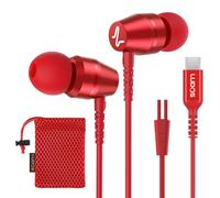 Ludos OMNITONE USB C Headphones, 5 Years Warranty, USB-C Earbuds for iPhone 16 15 Pro Max Plus Samsung Galaxy S24 S23 Ultra S22 S21 FE S20 Z Flip 3 Fold 4 A53 A54, USB Type C Earphones - Red