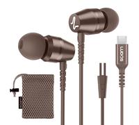 Ludos OMNITONE USB C Headphones, 5 Years Warranty, USB-C Earbuds for iPhone 16 15 Pro Max Plus Samsung Galaxy S24 S23 Ultra S22 S21 FE S20 Z Flip 3 Fold 4 A53 A54, USB Type C Earphones - Brown