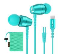 Ludos OMNITONE USB C Headphones, 5 Years Warranty, USB-C Earbuds for iPhone 16 15 Pro Max Plus Samsung Galaxy S24 S23 Ultra S22 S21 FE S20 Z Flip 3 Fold 4 A53 A54, USB Type C Earphones - Turquoise