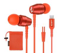 Ludos OMNITONE USB C Headphones, 5 Years Warranty, USB-C Earbuds for iPhone 16 15 Pro Max Plus Samsung Galaxy S24 S23 Ultra S22 S21 FE S20 Z Flip 3 Fold 4 A53 A54, USB Type C Earphones - Coral