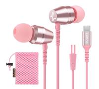 Ludos OMNITONE USB C Headphones, 5 Years Warranty, USB-C Earbuds for iPhone 16 15 Pro Max Plus Samsung Galaxy S24 S23 Ultra S22 S21 FE S20 Z Flip 3 Fold 4 A53 A54, USB Type C Earphones - Pink