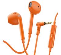 Ludos ZENITH Wired Earbuds in-Ear Headphones, 2 Year Warranty, Earphones with Microphone, Corded for 3.5mm Jack Ear Buds for iPhone, Samsung, Computer, Laptop, Kids, School Students, Woman - Orange