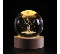 Ludosphere Lamp, Ludo Sphere Lamp, Moon Ludosphere, Night Light for Kids, 3D Galaxy Crystal Ball Night Light with Colorful LED Base for Bedroom (A Deer)