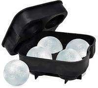 LUDOU Ice Ball Mold, Big Round Ice Cube Tray for Whiskey Cocktail Drinks,Food-Grade Silicone Moulds，Large Silicone Reusable Ice Sphere Maker Set (4 Big Ball Capacity)