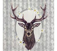 Ludwig Grey Deer and Daisy IHR Luxury Traditional Paper Table Napkins 20 in Pack 3 ply