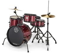 Ludwig Pocket Kit by Questlove | All-in-One Drum Set for Beginners | Includes 4 Drums, Hi-Hats, Crash/Ride Cymbal, Pedals, Throne & Sticks | Wine Red Finish (LC178X025)
