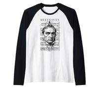Ludwig Van Beethoven Classical Sheet Music Vintage Portrait Raglan Baseball Tee