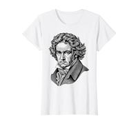Ludwig Van Beethoven Composer Classical Music Pianist Art Value Graphic T-Shirt, Women, White, L