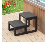 LUE BONA 2-Step Outdoor Spa Steps, HDPS Hot Tub Steps with Non-Slip Surface & Aluminium Frame, Caravan Steps for Spa, Deck, 40 x 53 x 38 cm, Dark Grey