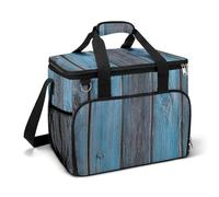 LUE Painted Wooden Rustic Camping Cooler Bag Insulated Beach Coolers Portable Leak Proof Bags with Shoulder Strap
