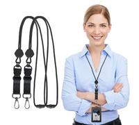 Lueden 2 Pack 23 inch Neck Lanyards Heavy Duty Metal Hook Round Cord Breakaway Lanyard Adjustable Lanyard Neck Strap with Safety Detachable Buckle for Keys Phone ID Card Badge Holder, Black