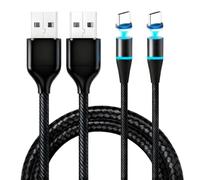 Lueden 2 Pack Magnetic USB C Charging Cable 2M 6A Type C Fast Charging Lead Nylon Braided Data Transfer Type C Cable Magnet Phone Charger Cord for Smartphone Laptop Tablet, Black