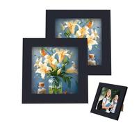 Lueden 2 Pcs 4x4 Inch Photo Frames Black Square Picture Frames Small Frame Set 10x10 cm Modern Picture Photo Frame with Strut Backing and Glass for Wall Mount Desk Top Display Office Home Decor