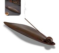 Lueden 9" Length Incense Stick Holder with 3 Holes A Leaf Boat Stick Burner Catcher Censer Ornaments Ceramic Incense Ash Cather for Yoga Meditation Room Counters Office Home Decor, Brown