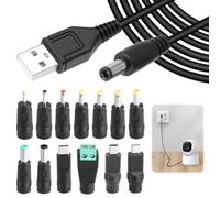 Lueden USB to DC Power Cable Universal DC 5V Charger with 13 Connector Plugs Type-C Micro USB Mini USB 5.5 x 2.1mm Charger Adapter for Speakers Routers Laptops Power Banks Cameras Fans, 1M