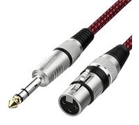 Lueden XLR Female to 1/4 TRS Cable 1.8m XLR to Jack 6.35mm Braided Microphone Cable Stereo Jack Balanced to 3pin Audio Patch Lead for Speaker Mixer Guitar Power Amplifier, Red and Black