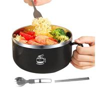 Lueear 1000ml Ramen Bowl with Handle and Lid Stainless Steel Instant Noodle Bowl Insulated Noodle Bowl with Air Holes Noodles Cooker Bowl for College Dorm Home Offices