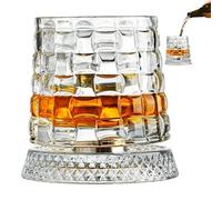 Lueear 360° Rotating Whiskey Glass - Clear Old Fashioned Glass for Men, Dads, Husbands | Elegant Drinking Cup for Parties, Birthdays, Christmas & Special Occasions