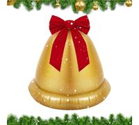 Lueear Inflatable Christmas Balls | 22inch Giant Jingle Bell Ball Ornaments with Bow | Gold Globe Balloon Centerpiece for Door Front Porch Yard Lawn Outdoor Holiday Beach Pool Window Display