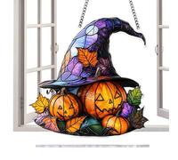 Lueear Witch Hat Acrylic Sun Catcher for Window - Halloween Stained Glass Effect Window Decor,2D Seasonal Holiday Ornament for Home Wall Porch Parties Themed Events Door Frames Bedroom