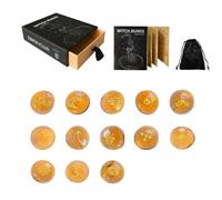 Lueear Witch Runes Set, Glass Divination Runes with Instruction, Pouch - Witch Supplies, Multifunctional Handicrafts Tools, Portable Decorative Set for Witches Fortune