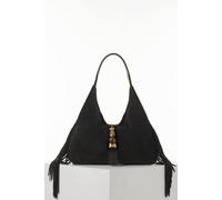 Luella Grey 'paloma' Suede Fringe Shoulder Bag In Black Black One Size