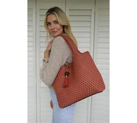 Luella Grey 'saskia' Tuscan Blush Large Woven Tote In Rose Rose One Size