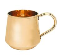 Luene Brass Mug Tumbler with Handle with Smooth Finish - Vintage, Mid-century, Modern, Contemporary Metal Drinking Cup - Festive Holiday Special Occasion Glasses - Gold Colored 16 Oz Glass