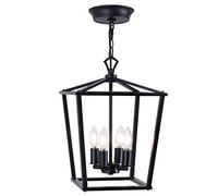 Luenfat Farmhouse Chandelier, Lantern Pendant Light, Industry Foyer Ceiling Lighting Fixture,12inch,Black, Vintage Openwork Cage Hanging Light for Kitchen Island Dining Room,Stairwell Shop