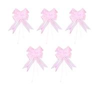 LuenHego Pull Bows 5 Pieces Large Ribbon Bows for Gift Wrapping 50mm Christmas Birthday Present Bow for Car, Hamper, Wine Bottle, Baskets, Flower, Gift Package, etc, Party Decoration Bow, Pink