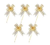 LuenHego Pull Bows 5 Pieces Large Ribbon Bows for Gift Wrapping 50mm Christmas Birthday Present Bow for Car, Hamper, Wine Bottle, Baskets, Flower, Gift Package, etc, Party Decoration Bow, Gold