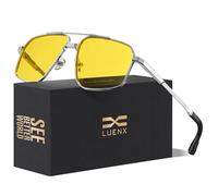 LUENX Night Driving Glasses, Anti Glare Night Vision Glasses for Driving, TAC Polarised Lens, Yellow Tinted Sunglasses, Glare Reducing Nighttime Driving Glasses for Men & Women 60mm