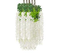 Luerbi 12 PCS Wisteria Hanging Flowers White