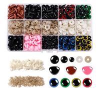 LUERFUN 560pcs Plastic Safety Eyes and Noses, Safety Eyes for Toys Colourful Craft Doll Eyes Including 205 pcs Safety Eyes, 75 pcs Safety Noses with 280 pcs washers for Making Crochet Toy DIY Craft